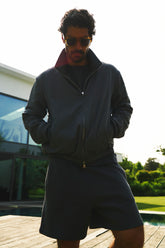 Boat Paradiso Reversible Jacket in Silk - Dark Grey | Umit Benan