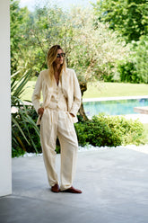 Diane Trousers in Linen and Silk - Cream | Umit Benan