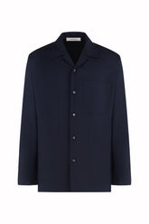 Camicia Havana Maniche Lunghe in Lana Vergine - Blu Scuro | Umit Benan