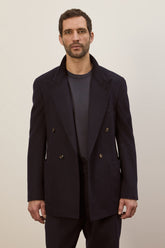 Blazer Richard con Tasche a Toppa in Cashmere - Blu Scuro | Umit Benan