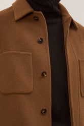 Jerome Overshirt in Double-Faced Cashmere - Tobacco | Umit Benan