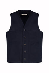 Surray Gilet in Cashmere and Virgin Wool - Dark Navy | Umit Benan