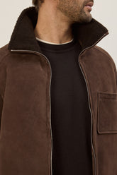 Bruno Zip Shirt in Lambskin - Benan Brown | Umit Benan