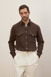 Camicia Western in Cashmere e Seta - Marrone Bott | Umit Benan