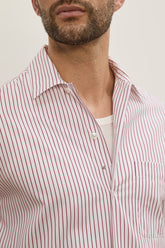 Camicia Weekend in Cotone - Strisce Sottili Rosse | Umit Benan