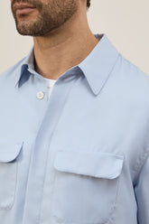 Jonah Shirt in Cashmere and Silk - Light Blue | Umit Benan