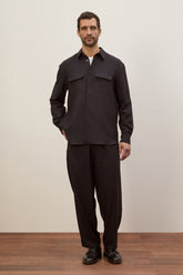 Pantaloni Julian in Cashmere e Seta - Blu Scuro | Umit Benan