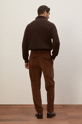 Pantaloni Tony in Cashmere e Cotone - Tabacco | Umit Benan
