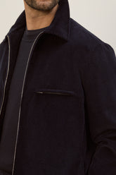 Quebec Work Jacket in Cashmere and Cotton - Dark Navy | Umit Benan