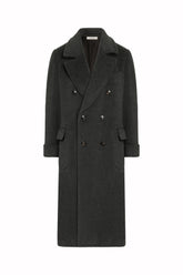 Cappotto Doppiopetto Gianni in Alpaca e Lana Vergine - Grigio Medio | Umit Benan