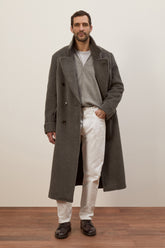 Cappotto Doppiopetto Gianni in Alpaca e Lana Vergine - Grigio Medio | Umit Benan
