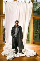 Gianni Double Breasted Coat in Alpaca and Virgin Wool - Medium Grey | Umit Benan