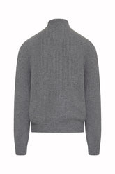 Matt Zip Cardigan in Cashmere - Medium Grey | Umit Benan