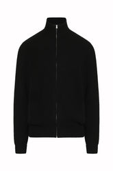 Matt Zip Cardigan in Cashmere - Black | Umit Benan