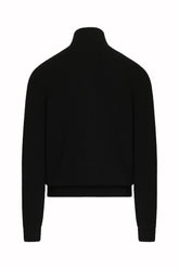 Matt Zip Cardigan in Cashmere - Black | Umit Benan