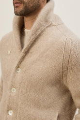 Montana Cardigan in Cashmere and Silk - Light Beige | Umit Benan
