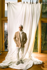 Montana Cardigan in Cashmere and Silk - Light Beige | Umit Benan