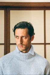 Milano Crew Neck in Cashmere - Light Blue | Umit Benan