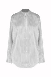 Marghe Shirt in Silk - Black Thin Stripes | Umit Benan