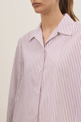 Linda Shirt in Cotton - Red Thin Stripes | Umit Benan