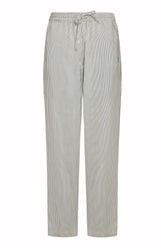 Julian Pants in Silk - Black Thin Stripes | Umit Benan