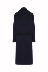 Carol Belted Coat in Cashmere and Virgin Wool - Dark Navy | Umit Benan