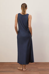 Abito Lungo Michelle in Seta - Blu Marino | Umit Benan
