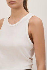 Kate Tank Top in Cashmere and Cotton - White | Umit Benan