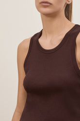 Kate Tank Top in Cashmere and Cotton - Benan Brown | Umit Benan