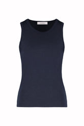Kate Tank Top in Cashmere and Cotton - Dark Navy | Umit Benan