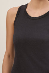Kate Tank Top in Cashmere and Cotton - Dark Navy | Umit Benan
