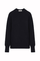Luisa Heavy Crew Neck in Cashmere - Navy | Umit Benan