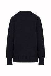 Luisa Heavy Crew Neck in Cashmere - Navy | Umit Benan