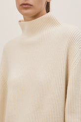 Marghe High Neck Sweater in Cashmere - Off White | Umit Benan