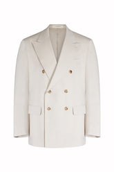 Blazer Pietro a Sei Bottoni in Cashmere e Cotone - Crema Chiaro | Umit Benan