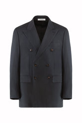 Blazer Pietro a Sei Bottoni in Cashmere e Cotone - Blu Scuro | Umit Benan