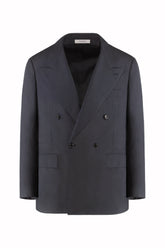 Blazer Doppiopetto Richard in Seta - Blu Scuro | Umit Benan
