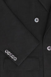 Richard Double Breasted Blazer in Linen and Silk - Black | Umit Benan