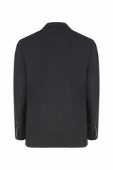 Richard Double Breasted Blazer in Linen and Silk - Black | Umit Benan