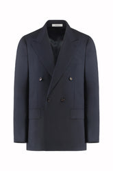 Blazer Doppiopetto Richard in Lana Pregiata - Blu Scuro | Umit Benan