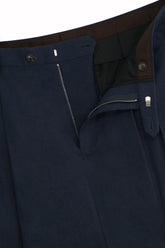 Pantaloni Johnny in Lino e Lana - Blu Marino | Umit Benan