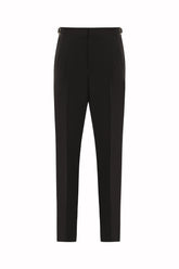 Robert Tuxedo Trousers in Silk and Wool - Black | Umit Benan