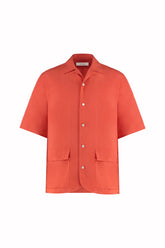 Cuban Shirt in Linen and Silk - Tomato | Umit Benan