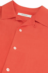 Cuban Shirt in Linen and Silk - Tomato | Umit Benan