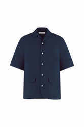 Cuban Shirt in Linen and Silk - Dark Navy | Umit Benan
