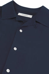 Cuban Shirt in Linen and Silk - Dark Navy | Umit Benan