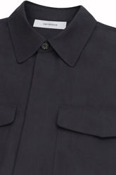 Jonah Overshirt in Silk - Dark Navy | Umit Benan
