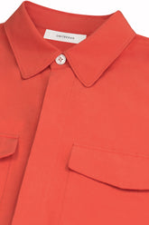 Jonah Overshirt in Linen and Silk - Tomato | Umit Benan