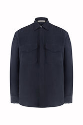 Jonah Overshirt in Linen and Silk - Dark Navy | Umit Benan