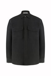 Jonah Overshirt in Linen and Silk - Black | Umit Benan